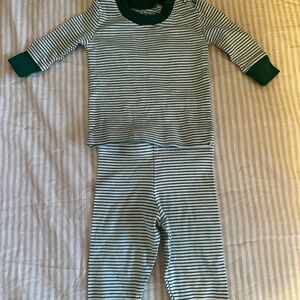 Baby Striped Pajama Set in Green and White